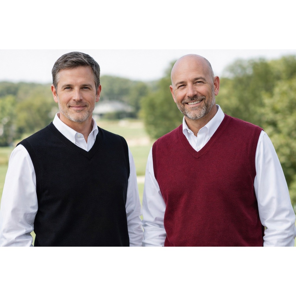 Lot of 2 Turnbury L Extra Fine Merino Wool V-Neck Sweater Vest Black Burgundy